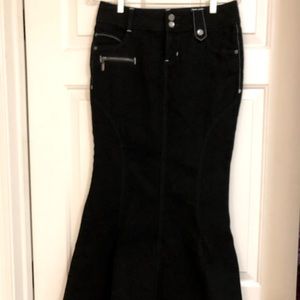 Bisou Bisou Denim Mermaid Trumpet Flare Skirt size 4